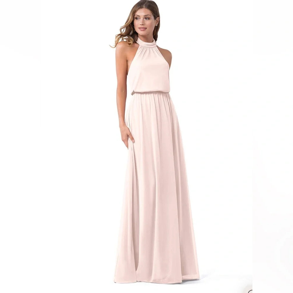 Azazie Bridesmaid Landry Maxi Dress Vintage Rose Size A8 New With Tags‎ Size 8